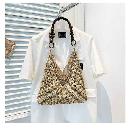 Woven Straw Tote Bag — Foldable Beach Essential - RAYZORA