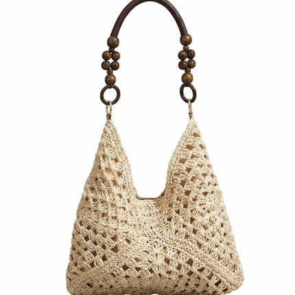Woven Straw Tote Bag — Foldable Beach Essential - RAYZORA
