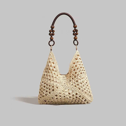Woven Straw Tote Bag — Foldable Beach Essential - RAYZORA