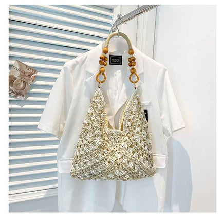 Woven Straw Tote Bag — Foldable Beach Essential - RAYZORA