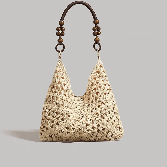 Woven Straw Tote Bag — Foldable Beach Essential - RAYZORA