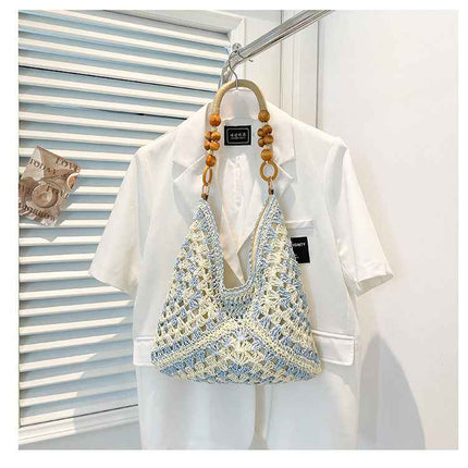 Woven Straw Tote Bag — Foldable Beach Essential - RAYZORA