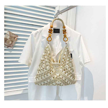 Woven Straw Tote Bag — Foldable Beach Essential - RAYZORA