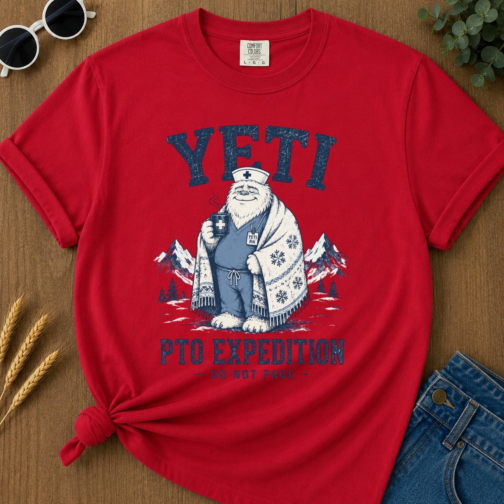 Yeti Pto Expedition T-shirt - Red Mockup
